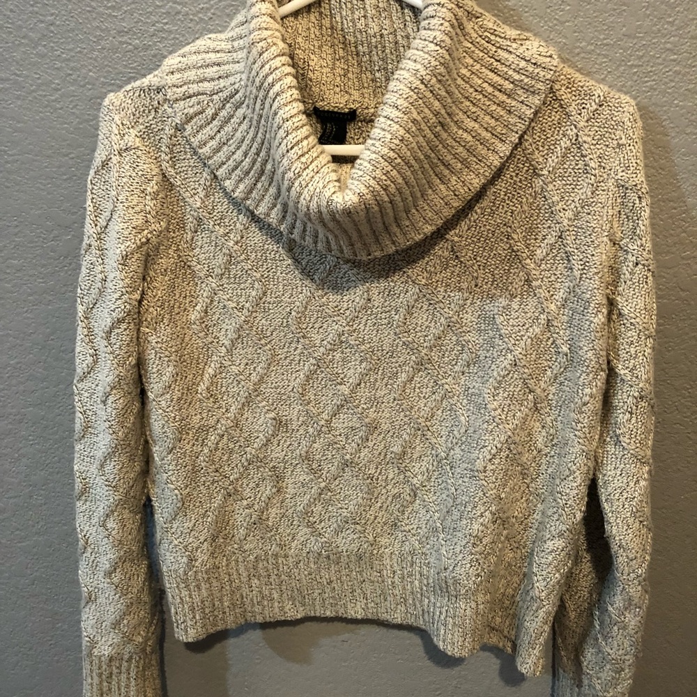 slightly cropped cowl-neck sweater